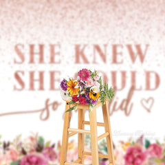 Aperturee - So She did Pink Floral Graduation Photos Backdrop