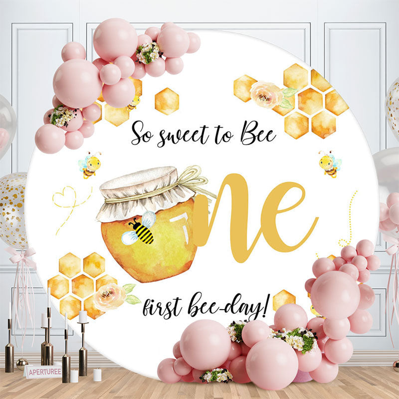 Aperturee - So Sweet To Bee Honey Round 1St Birthday Backdrop