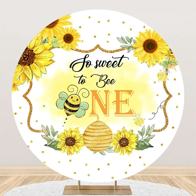 Aperturee - So Sweet To Bee One Honeycomb Round Birthday Backdrop