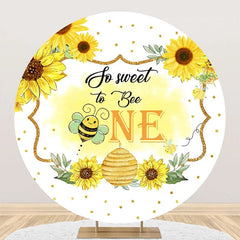 Aperturee - So Sweet To Bee One Honeycomb Round Birthday Backdrop