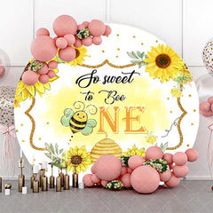 Aperturee - So Sweet To Bee One Honeycomb Round Birthday Backdrop