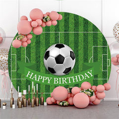 Aperturee Soccer With Green Field Happy Birthday Party Backdrop