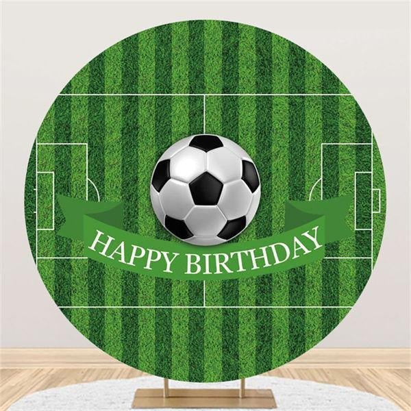 Aperturee Soccer With Green Field Happy Birthday Party Backdrop