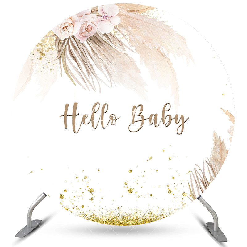 Aperturee Soft Light Pink Flowers Round Baby Shower Backdrop