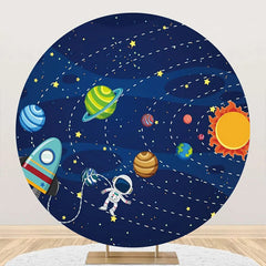 Aperturee - Solar System Planet Astronaut Rocket Circle Backdrop