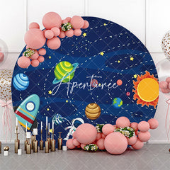 Aperturee - Solar System Planet Astronaut Rocket Circle Backdrop