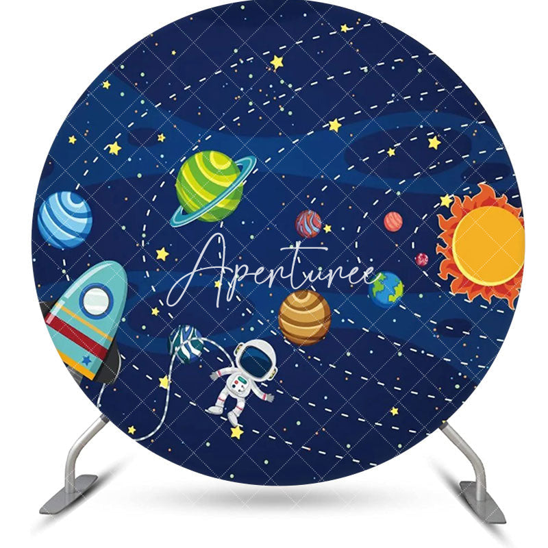 Aperturee - Solar System Planet Astronaut Rocket Circle Backdrop