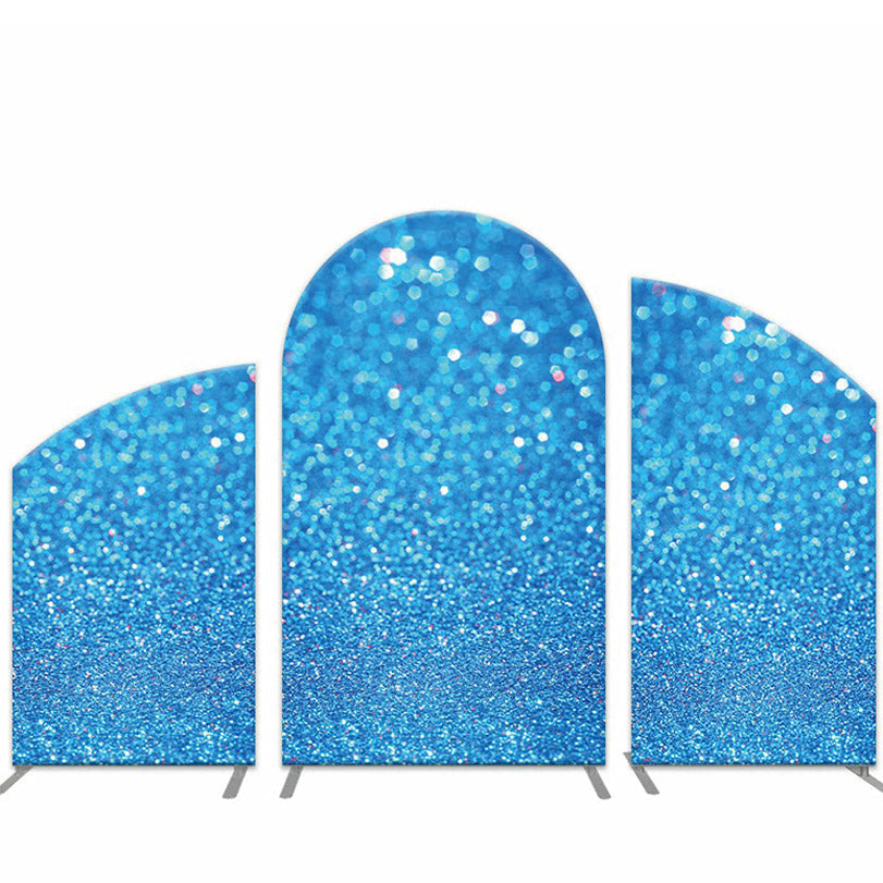 Aperturee Solid Aqua Blue Glitter Arch Backdrop Kit For Birthday