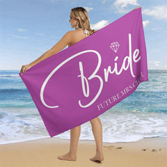 Aperturee - Solid Color Custom Name Bride Beach Towel