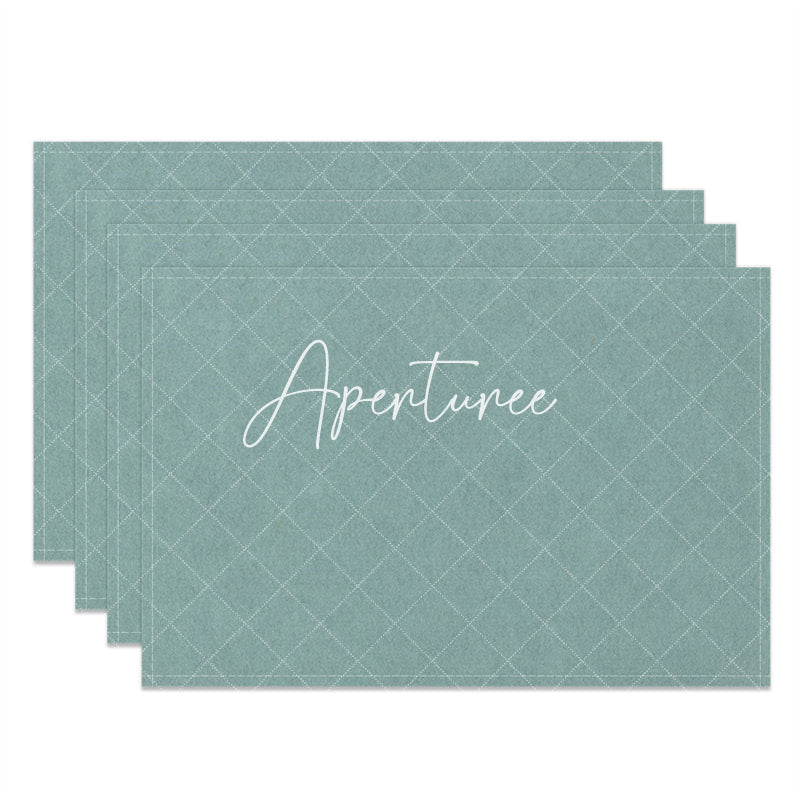 Aperturee - Solid Color Cyan Cloth Dining Set Of 4 Placemats