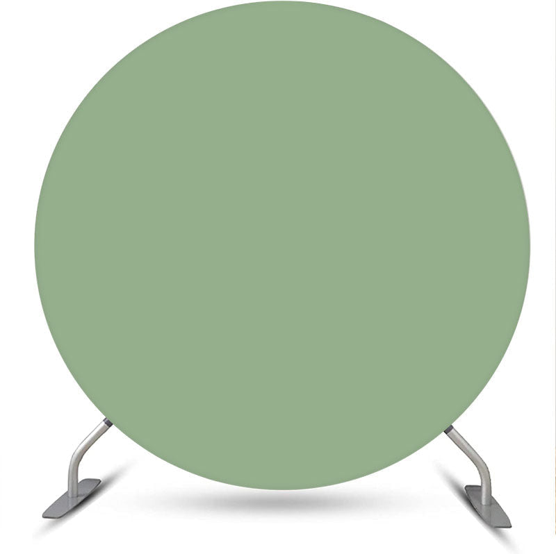 Aperturee - Solid Light Green Simple Round Backdrop For Birthday