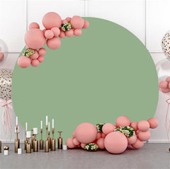 Aperturee - Solid Light Green Simple Round Backdrop For Birthday