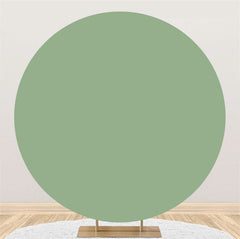 Aperturee - Solid Light Green Simple Round Backdrop For Birthday