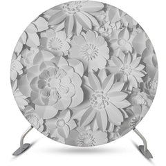 Aperturee - Solid White Paper Flower Round Backdrop For Birthday