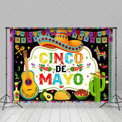 Aperturee - Sombrero Chili Guitar Cactus Cinco De Mayo Backdrop