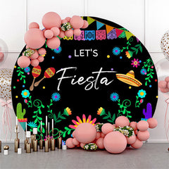 Aperturee - Sombrero Flower Maraca Round Mexican Fiesta Backdrop