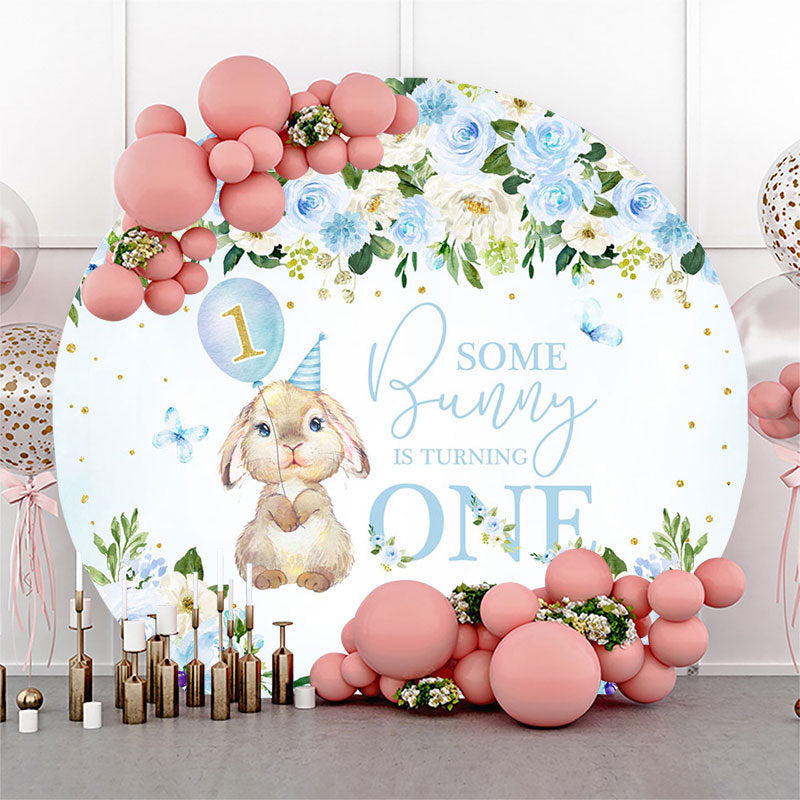 Aperturee - Some Bunny Is Turning One Flower Birthday Backdrop