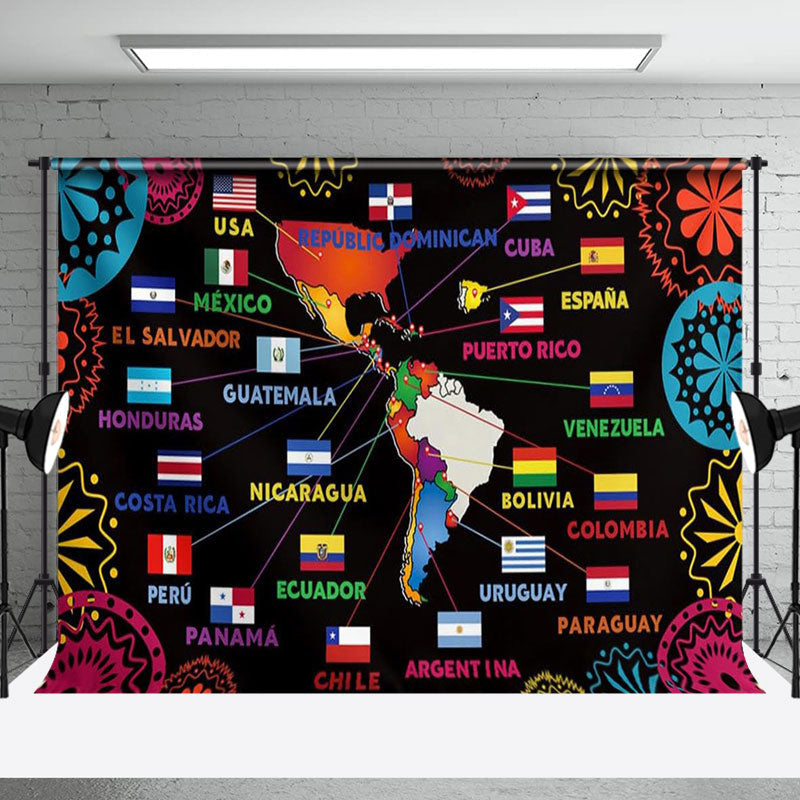 Aperturee - South America Map Hispanic Heritage Month Backdrop