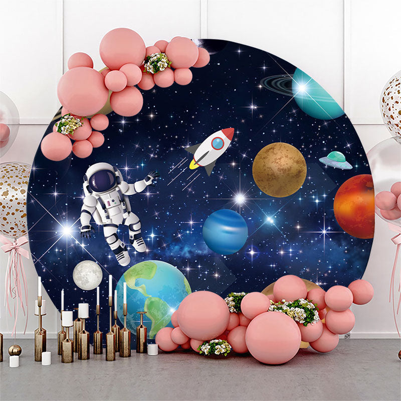 Aperturee Space Astronaut Birthday Round Backdrop For Boy