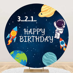 Aperturee - Space Rocket Saturn Earth Circle Birthday Backdrop