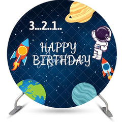 Aperturee - Space Rocket Saturn Earth Circle Birthday Backdrop