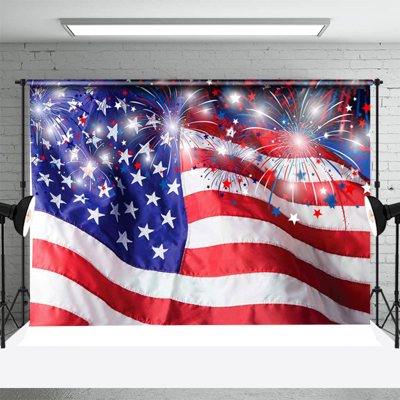 Aperturee - Spark Blue Red White Flag Independence Day Backdrop