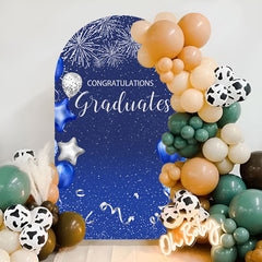 Aperturee - Spark Blue Silver Balloons Graduation Arch Backdrop