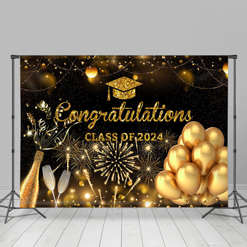 Aperturee - Spark Champagne Bokeh Black Grad Photo Backdrop