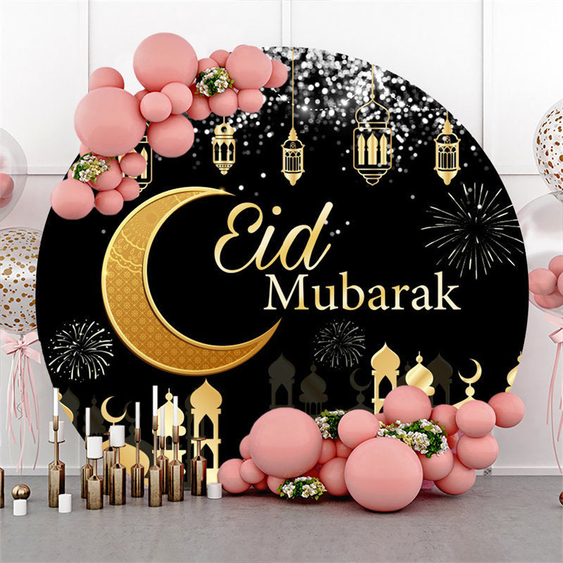 Aperturee - Spark Gold Dome Black Circle Backrop For Eid Mubarak