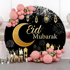 Aperturee - Spark Gold Dome Black Circle Backrop For Eid Mubarak