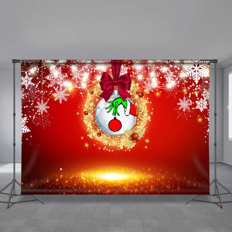 Aperturee - Spark Red Green Hand Balls Snow Christmas Backdrop