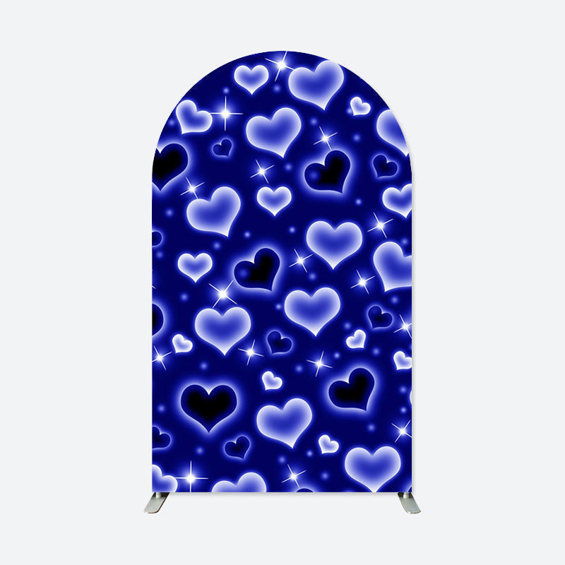 Aperturee - Sparkle Blue Hearts Arch Backdrop For Birthday Party