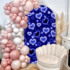 Aperturee - Sparkle Blue Hearts Arch Backdrop For Birthday Party