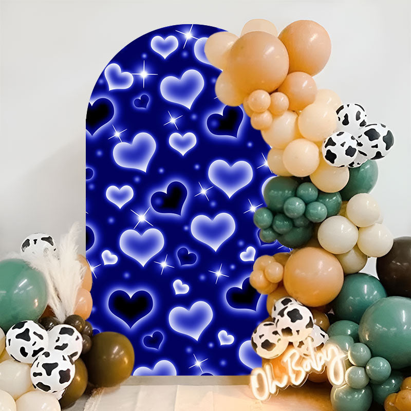 Aperturee - Sparkle Blue Hearts Arch Backdrop For Birthday Party