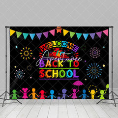 Aperturee - Sparkle Chidren Black Welcome Back To School Backdrop