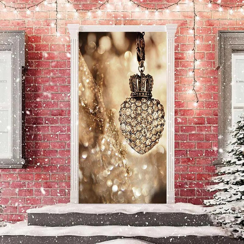 Aperturee - Sparkle Diamond Bokeh Merry Christmas Door Cover