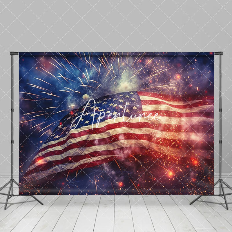 Aperturee - Sparkle Fog American Falg Independence Day Backdrop