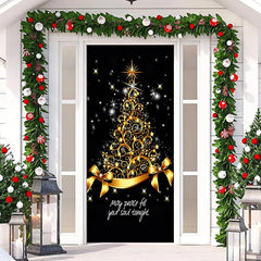 Aperturee - Sparkle Gold Bow Tie Black Christmas Door Cover