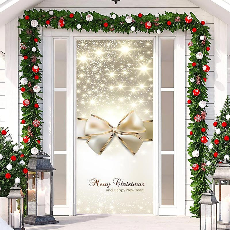 Aperturee - Sparkle Gold Bow Tie New Year Christmas Door Cover