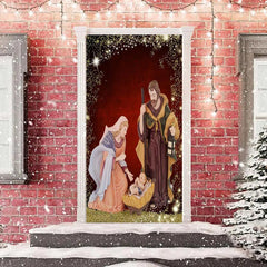 Aperturee - Sparkle Gold Red Human Baby Christmas Door Cover