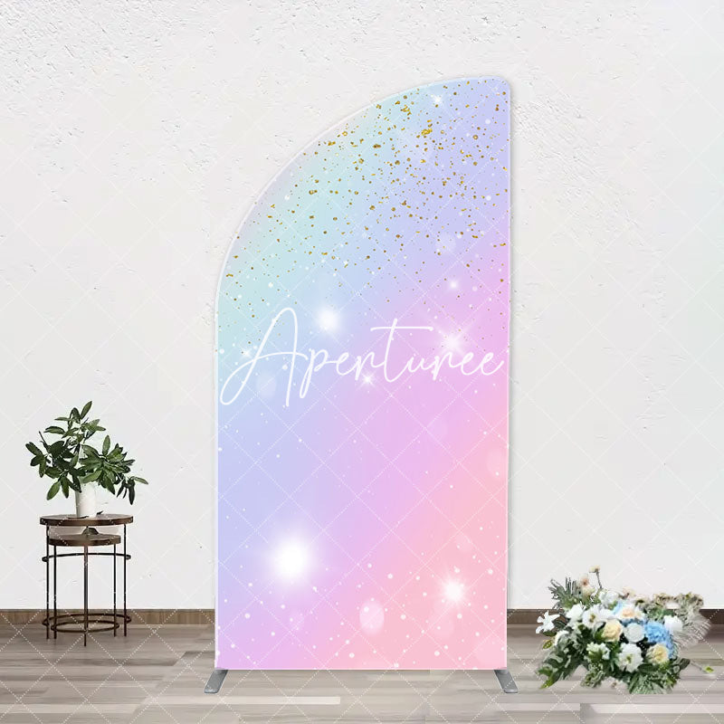 Aperturee - Sparkle Rainbow Gold Glitter Arch Birthday Backdrop