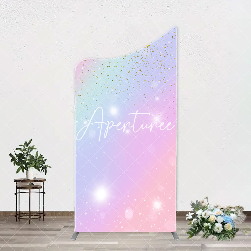 Aperturee - Sparkle Rainbow Gold Glitter Arch Birthday Backdrop