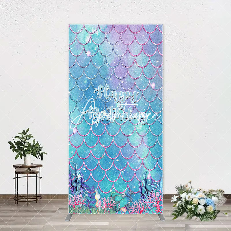 Aperturee - Sparkle Scales Coral Mermaid Arch Birthday Backdrop