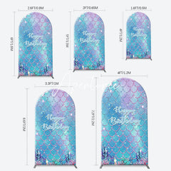 Aperturee - Sparkle Scales Coral Mermaid Arch Birthday Backdrop