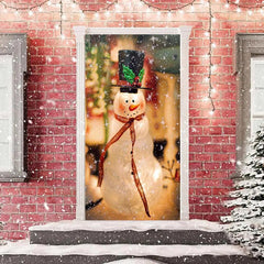 Aperturee - Sparkle Snowman Bokeh Merry Christmas Door Cover