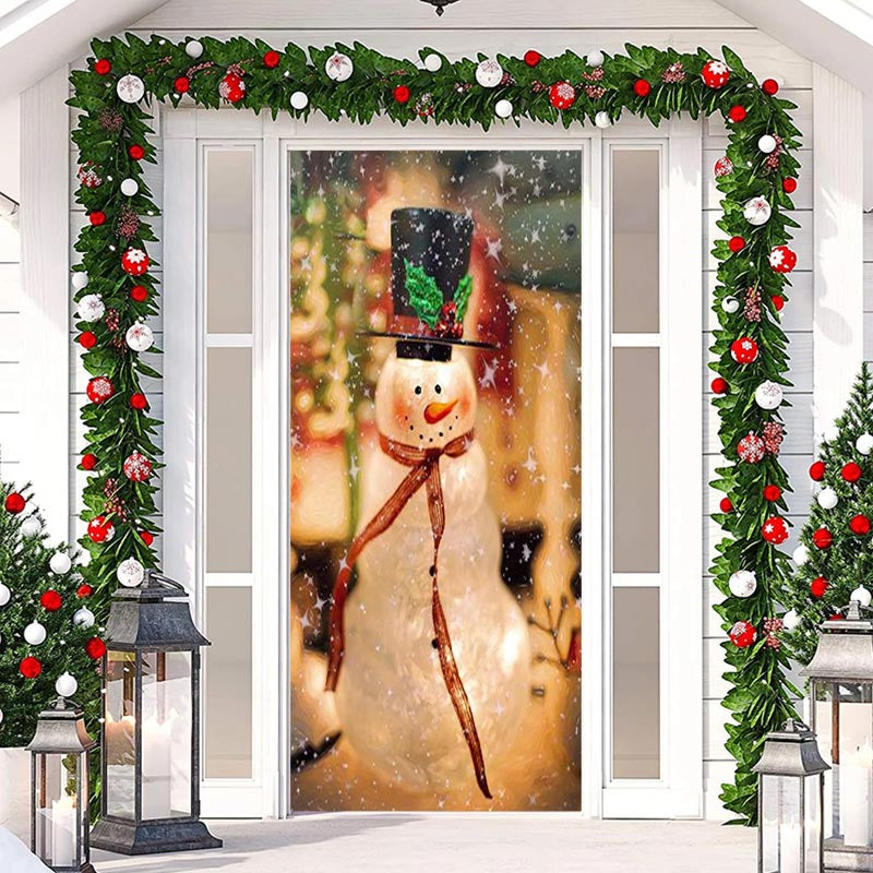 Aperturee - Sparkle Snowman Bokeh Merry Christmas Door Cover