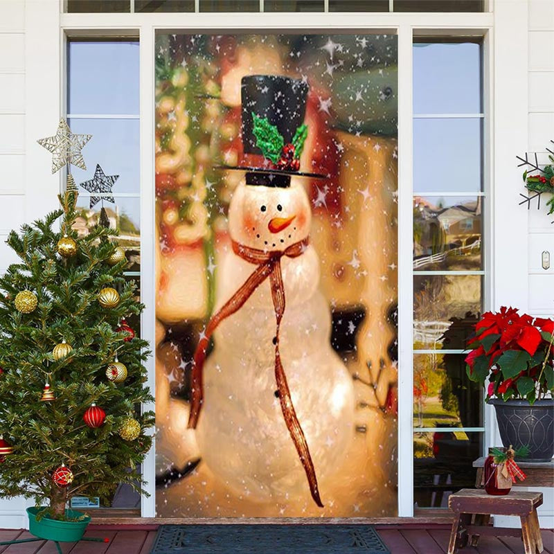 Aperturee - Sparkle Snowman Bokeh Merry Christmas Door Cover