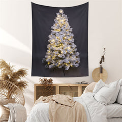 Aperturee - Sparkle Snowy Christmas Tree Tapestry Wall Hanging