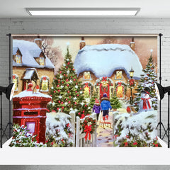 Aperturee - Sparkle Snowy House Child Merry Christmas Backdrop