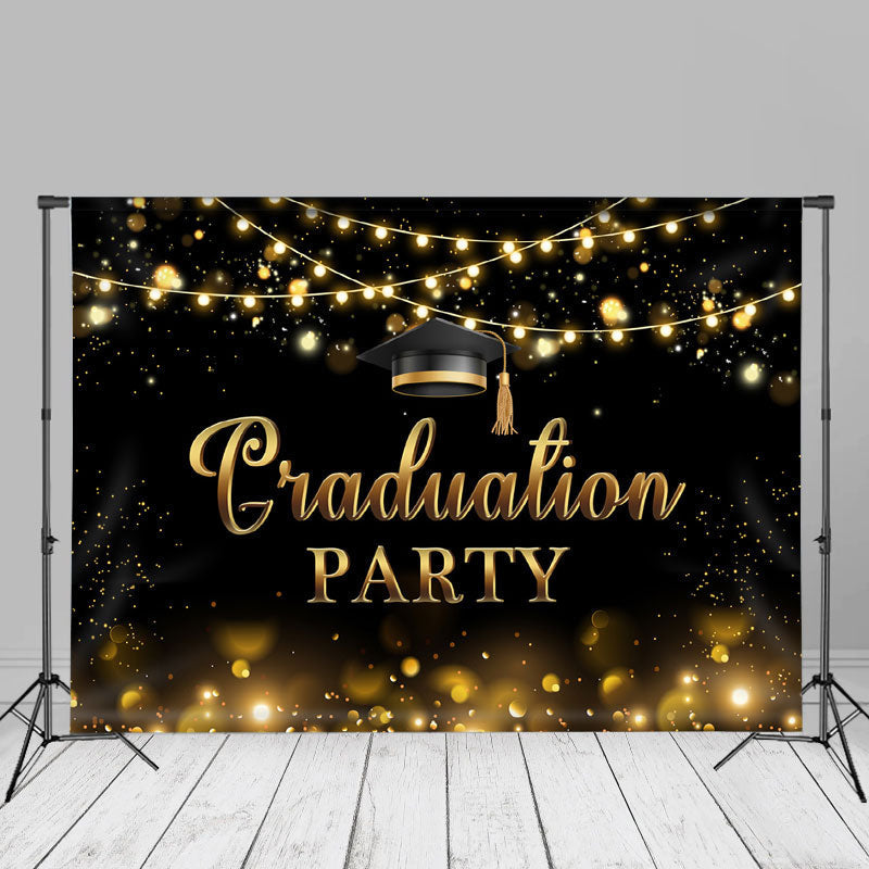 Aperturee - Sparkling Black Bokeh Graduation Party Photo Backdrop